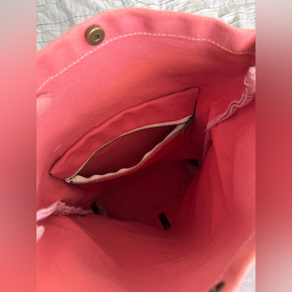 Red House Waxed Canvas Pink/Red Backpack with Brown Horween Leather Straps main image 4